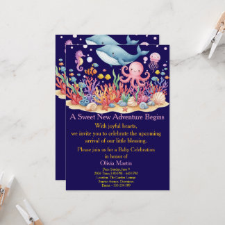 Under Sea Whale Baby Shower Custom Invitation Einladung