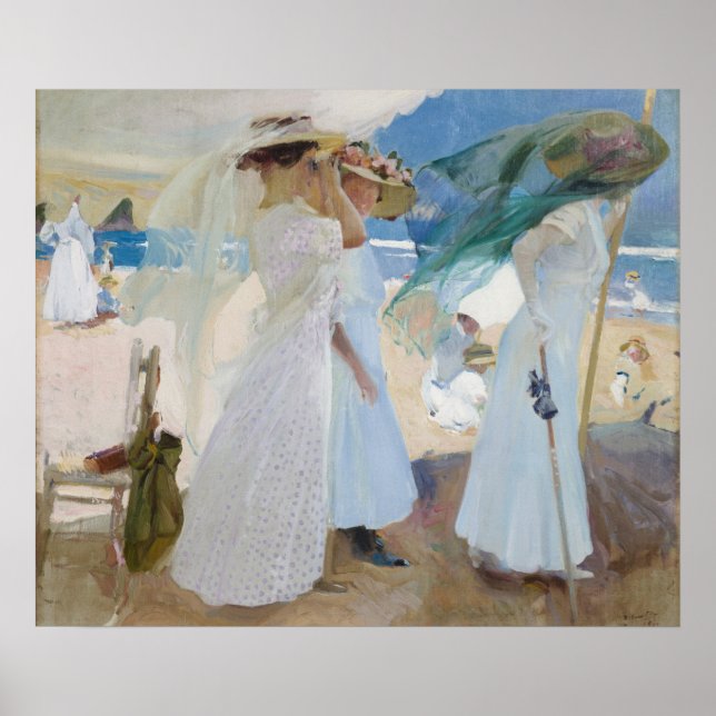 Under the Awning, Beach Scene Watercolor Poster (Vorne)