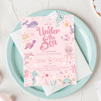 Under the Sea 2nd Birthday Invitation. Editable Einladung