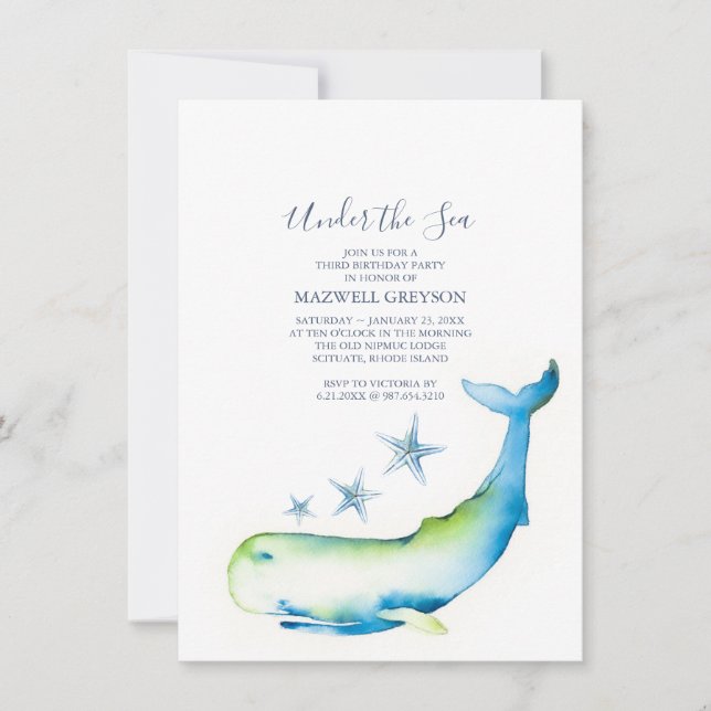 Under The Sea 3rd Invitation for Birthday Party Einladung (Vorderseite)