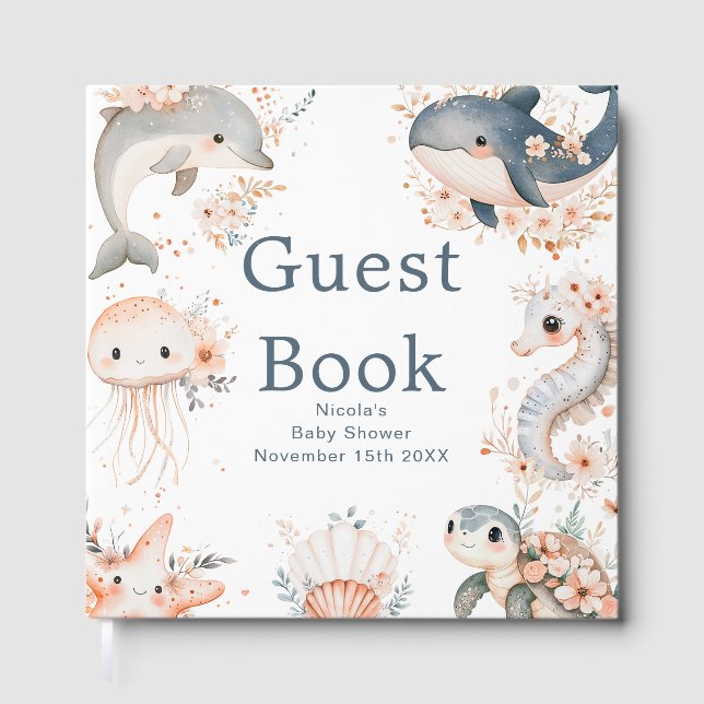 Under The Sea Animals Baby Shower Gästebuch (Vorderseite)