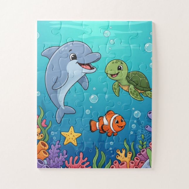 Under the Sea Animals Kids Puzzle | Dolphin Turtle (Vertikal)