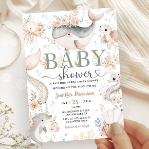 Under The Sea Baby Shower Boho Ozean Mädchen Einladung