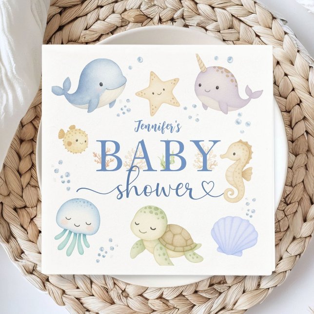 Under The Sea Baby Shower Boy Ocean Paper Serviette (Von Creator hochgeladen)