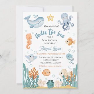 Under the Sea Baby Shower Einladung