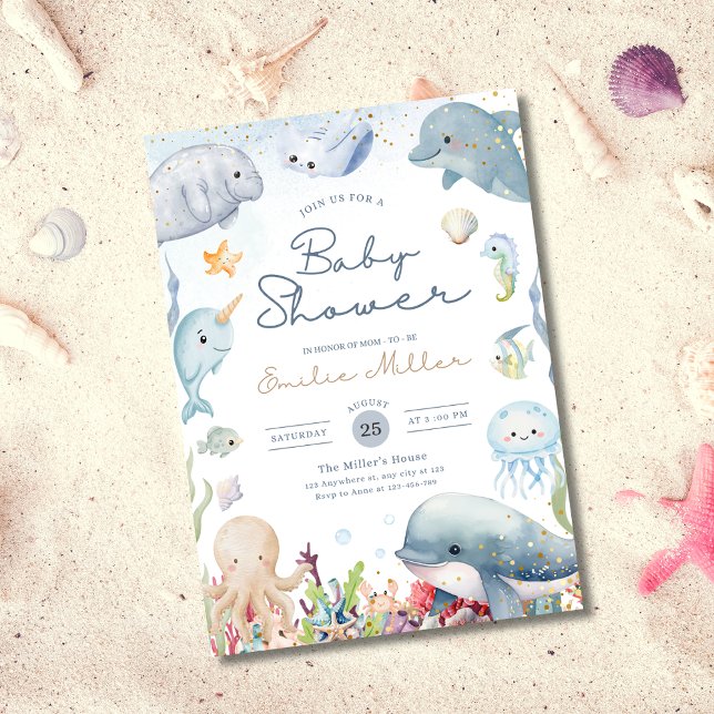 Under the Sea Baby Shower Ocean Animals Neutral Einladung (Von Creator hochgeladen)