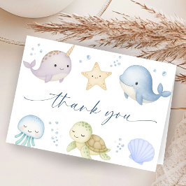 Under The Sea Baby Shower Ocean Thank You Card Dankeskarte