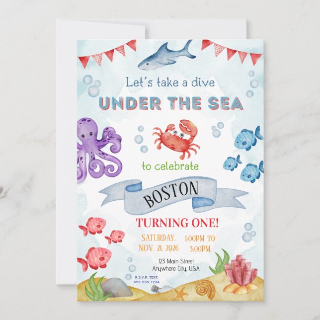 UNDER THE SEA BIRTHDAY INVITATION (Vorderseite)