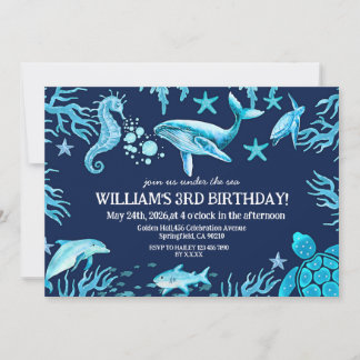 Under the Sea birthday invitation, ocean boy Einladung
