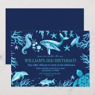 Under the Sea birthday invitation, ocean boy Einladung