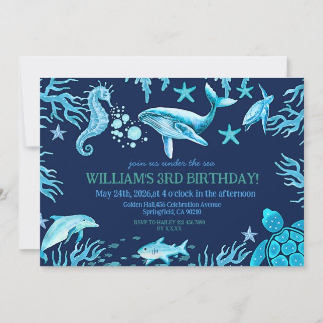 Under the Sea birthday invitation, ocean boy  Einladung (Vorderseite)