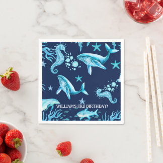 Under the Sea birthday invitation, ocean boy Serviette