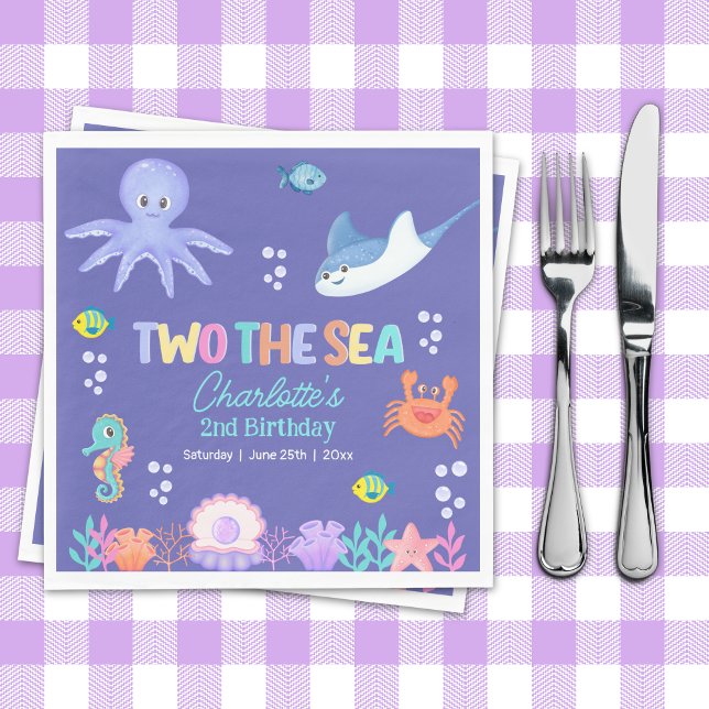 Under the Sea Birthday – TWO the SEA Girl Theme Serviette (Von Creator hochgeladen)