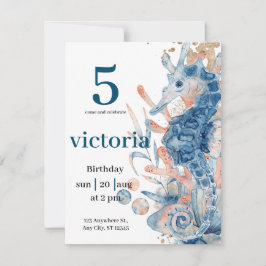 Under the sea Blue Beach Whale babyShower  Einladung