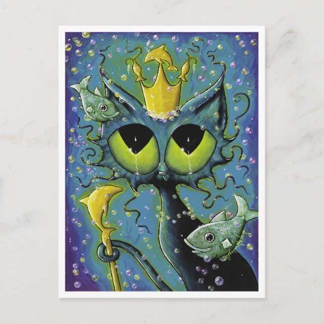 Under the Sea Cat Fish fantasy postcard Postkarte (Vorderseite)
