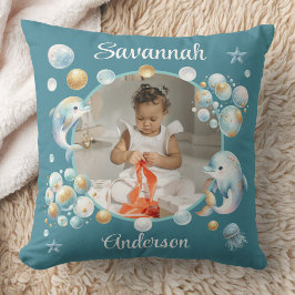 Under the Sea Cute Dolphin Photo Girly  Kissen