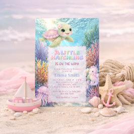 Under the Sea Cute Turtle Girl Baby Shower Einladung