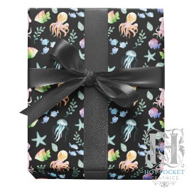 Under the Sea Gift Wrapping Paper - Black Geschenkpapier