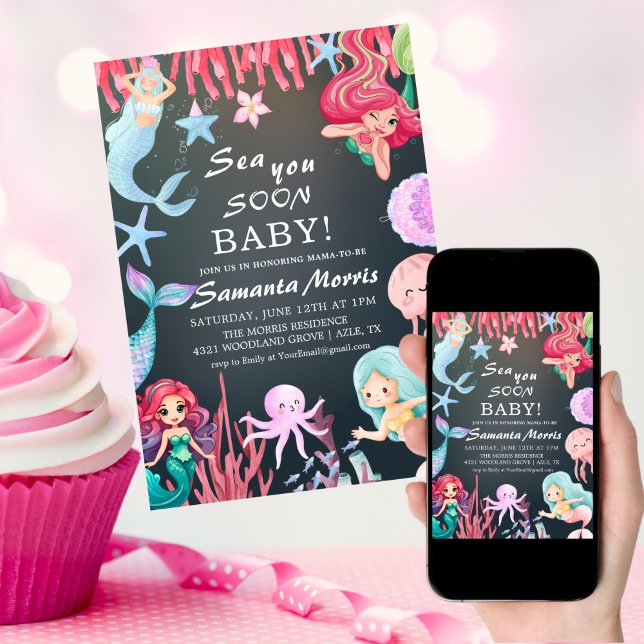 Under the Sea Girls,Cute Mermaid Sea baby shower Einladung (Von Creator hochgeladen)