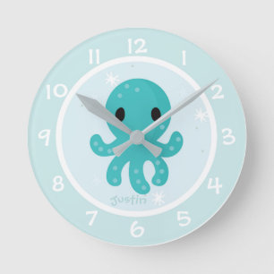 Under the Sea Kids Nursery Wall Clock Runde Wanduhr