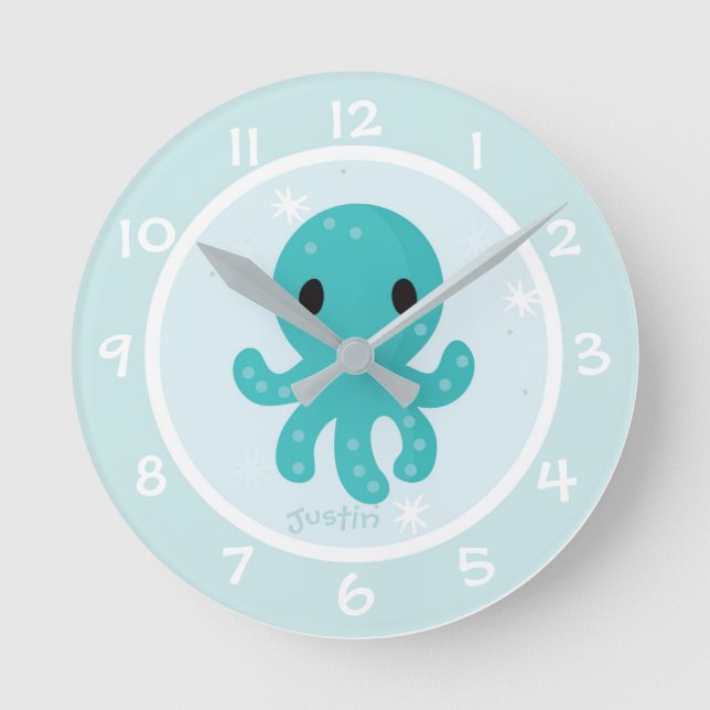 Under the Sea Kids Nursery Wall Clock Runde Wanduhr (Vorderseite)