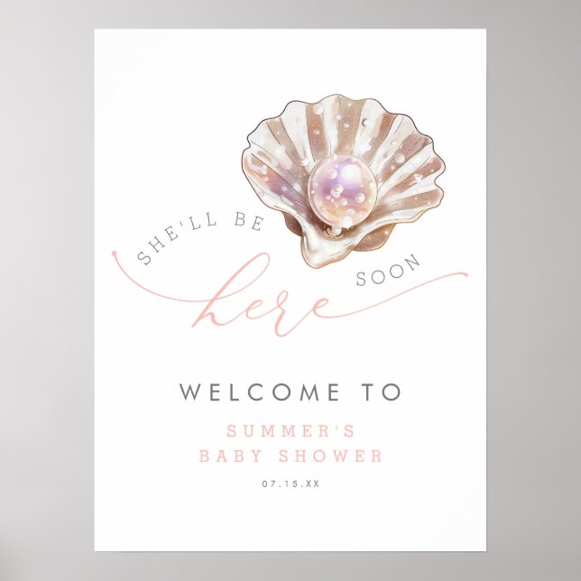 Under The Sea Little Pearl Baby Shower Welcome Poster (Vorne)