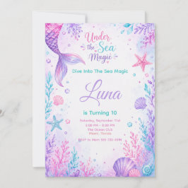 Under the Sea Magic Watercolor Mermaid Birthday  Einladung