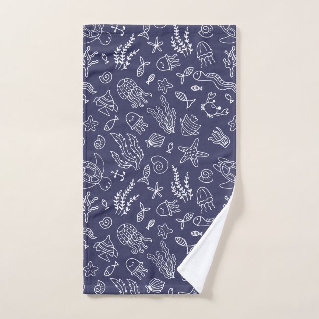 Under the Sea Marine Life Doodle Pattern Handtuch (Handtuch)