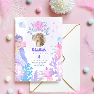 Under the sea Mermaid Birthday Invitation card Einladung