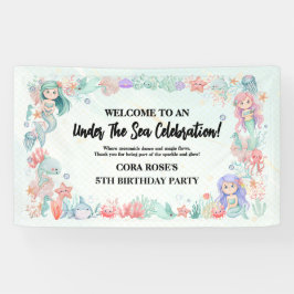 Under The Sea Mermaid Girls Birthday Banner
