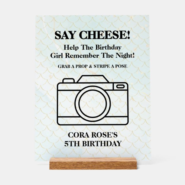 Under The Sea Mermaid Selfie Acrylic Sign Acrylschild (Vorderseite)