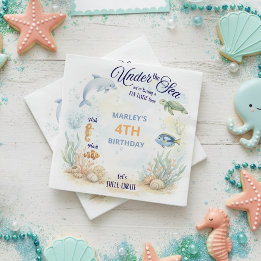 Under the Sea Ocean Animals Beach Birthday Serviette