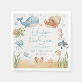 Under The Sea Ocean Animals Birthday Napkins Serviette