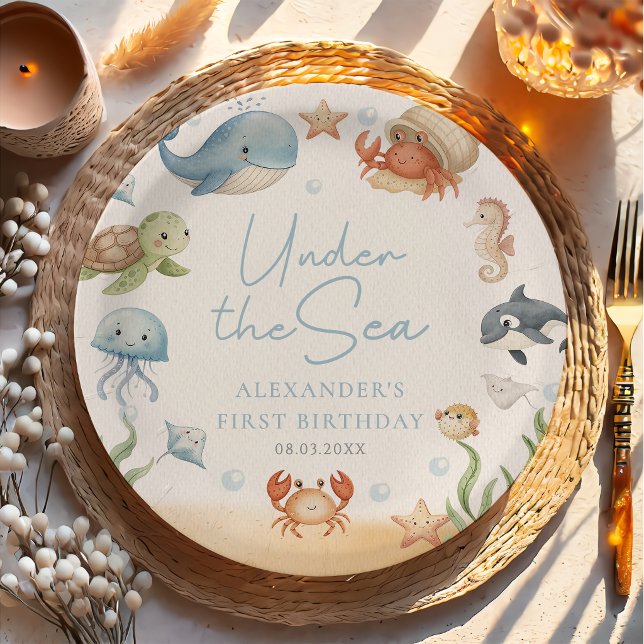 Under The Sea Ocean Animals Birthday Pappteller (Von Creator hochgeladen)