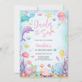Under the Sea Ocean Animals Birthday Party Einladung