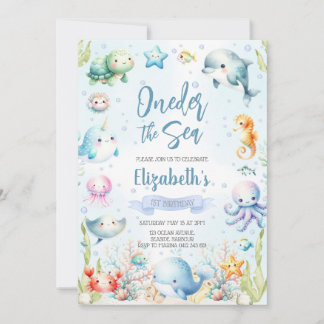 Under the Sea Ocean Animals Birthday Party Einladung