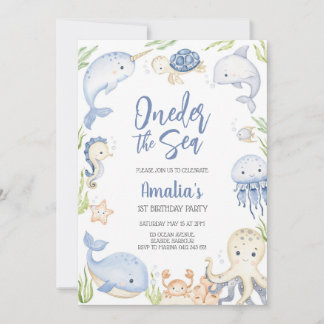 Under the Sea Ocean Animals Birthday Party Einladung