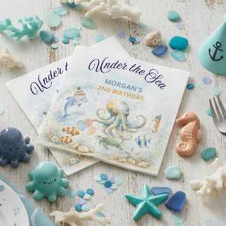Under the Sea Ocean Animals Octopus Birthday Serviette