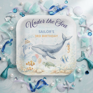 Under the Sea Ocean Animals Whale Birthday Pappteller