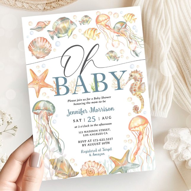Under The Sea Ocean-Baby-Party für Mädchen oder Ju Einladung (Von Creator hochgeladen)