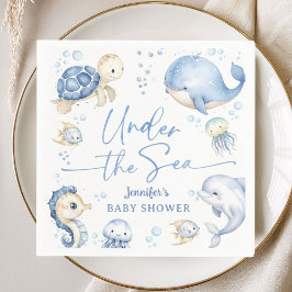 Under The Sea Ocean Baby Shower Boy Dusty Blue Serviette