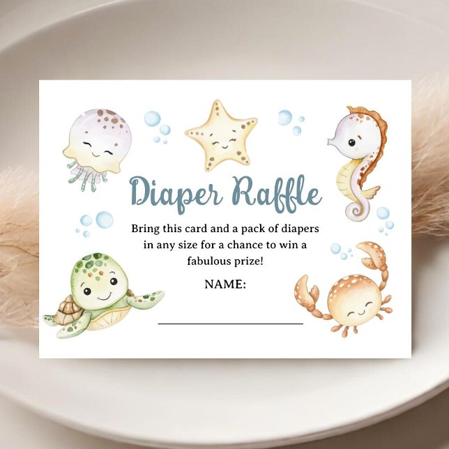 Under The Sea Ocean Baby Shower Windel-Raffle Begleitkarte (Von Creator hochgeladen)
