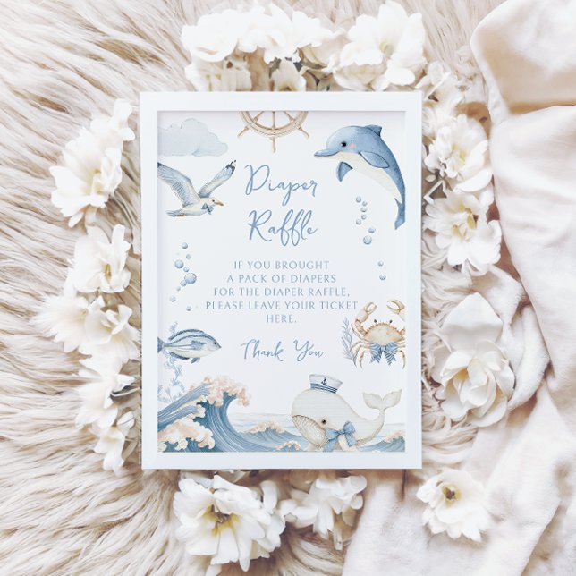 Under the Sea Ocean Diaper Raffle Baby Boy Shower Einladung (Von Creator hochgeladen)