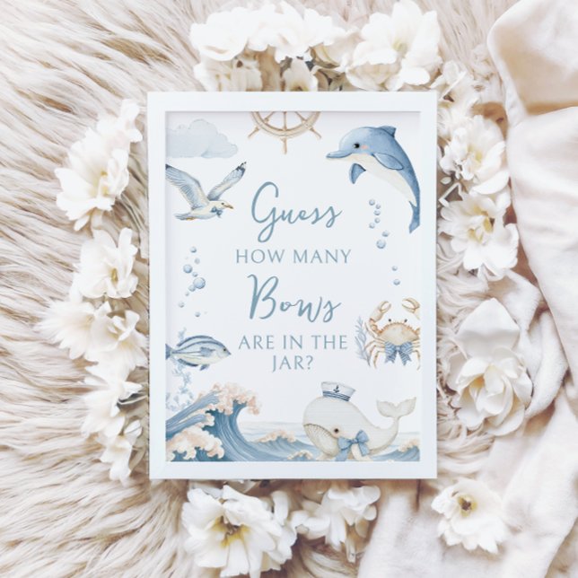 Under the Sea Ocean How Many Bows Baby Boy Shower Einladung (Von Creator hochgeladen)