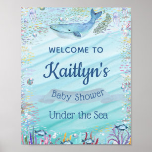 Under The Sea   Ocean Themed Baby Shower Welcome Poster