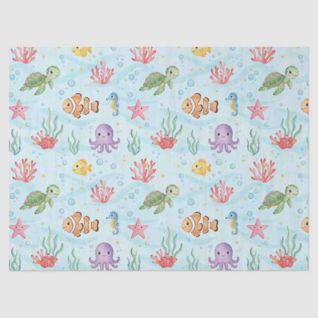 Under the Sea Party Colourful Ocean Creatures Seidenpapier (Vorderseite)