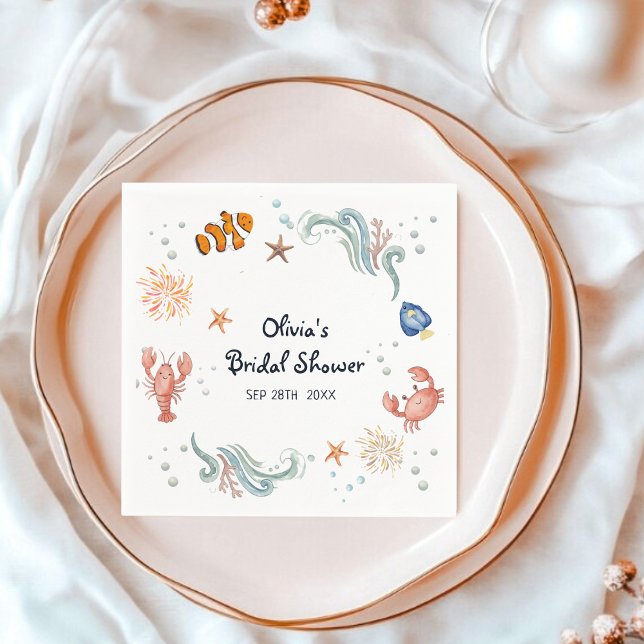 Under the Sea She's a Catch Bridal Shower Cocktail Serviette (Von Creator hochgeladen)