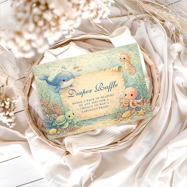 Under the Sea Storybook Baby Shower Diapper Raffle Begleitkarte (Von Creator hochgeladen)