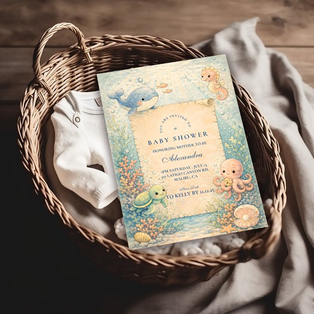 Under the Sea Storybook Baby Shower Einladung (Von Creator hochgeladen)