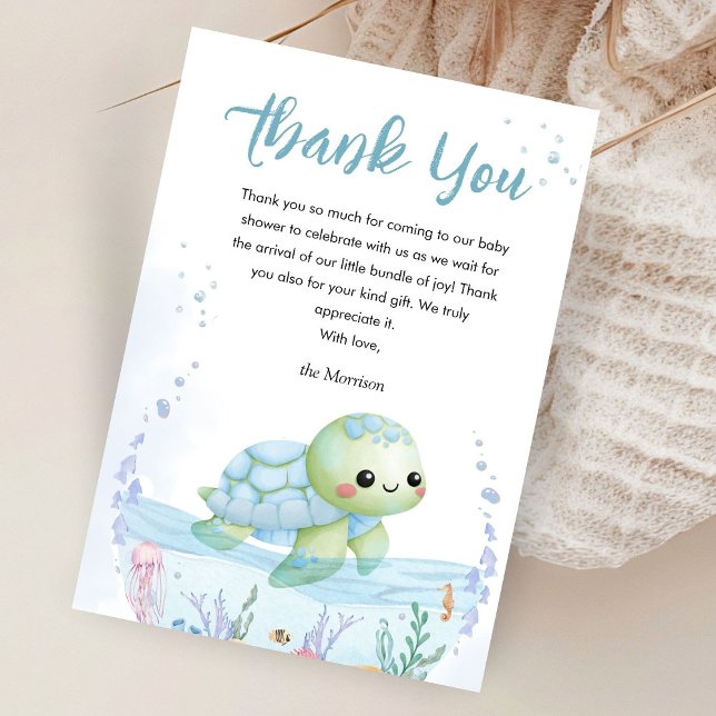 Under The Sea Turtle Baby Shower Boy Thank You Dankeskarte (Von Creator hochgeladen)